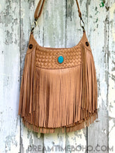Load image into Gallery viewer, Fringe Leather Boho Bag Gemstone Bag-Apparel & Accessories-Dreamtime Boho -Blush-Dreamtime Boho
