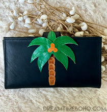 Load image into Gallery viewer, Boho Palm Tree Leather Wallet Purse-Handbags, Wallets & Cases-Dreamtime Boho -Black-Dreamtime Boho