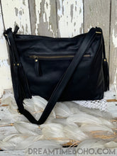 Load image into Gallery viewer, Tooled Leather Crossbody Mandala Boho Bag-Crossbody Bag-Dreamtime Boho-Black-Dreamtime Boho