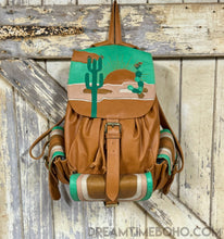 Load image into Gallery viewer, Hand Tooled Leather Backpack Boho Bag - Desert Sun-Handbags, Wallets & Cases-Dreamtime Boho-Dreamtime Boho