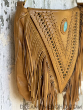 Load image into Gallery viewer, Handcrafted Leather Fringe Boho Bag-Crossbody Bag-Dreamtime Boho-Tan-Dreamtime Boho