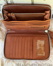 Load image into Gallery viewer, Lotus Leather Boho Wallet Purse Hand Tooled-Leather Wallet-Dreamtime Boho-Brown-Dreamtime Boho
