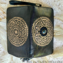 Load image into Gallery viewer, Mandala Leather Boho Wallet Purse Hand Tooled-Leather Wallet-Dreamtime Boho-Tan-Dreamtime Boho
