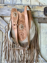 Load image into Gallery viewer, Fringe Crossbody Leather Boho Bag Goddess-Crossbody Bag-Dreamtime Boho-Natural-Dreamtime Boho