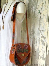 Load image into Gallery viewer, Hand Tooled Gypsy Flower Leather Boho Bag-Handbags, Wallets & Cases-Dreamtime Boho-Dreamtime Boho