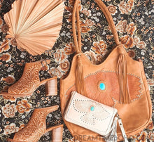 Load image into Gallery viewer, Handcrafted Thunderbird Leather Shoulder Bag Boho Tote-Apparel & Accessories-Dreamtime Boho-Beige-Dreamtime Boho