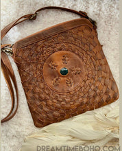 Load image into Gallery viewer, Handmade Leather Boho Crossbody Bag with Gemstone Accent-Handbags, Wallets & Cases-Dreamtime Boho -Dreamtime Boho