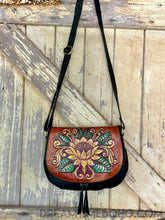Load image into Gallery viewer, Hand Painted Lotus Flower Suede Leather Bag-Crossbody Bag-Dreamtime Boho-Dreamtime Boho