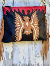 Load image into Gallery viewer, Phoenix Spirit Hand Tooled Leather Fringe Bohemian Bag-Handbags, Wallets & Cases-Dreamtime Boho -Cream-Dreamtime Boho