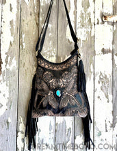 Load image into Gallery viewer, Leather Crossbody Boho Bag Handtooled Dragonfly-Crossbody Bag-Dreamtime Boho-Dreamtime Boho
