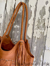Load image into Gallery viewer, Handcrafted Thunderbird Leather Shoulder Bag Boho Tote-Apparel & Accessories-Dreamtime Boho-Beige-Dreamtime Boho