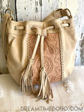 Load image into Gallery viewer, Hand Tooled Leather Crossbody Mandala Flower Boho Bag-Handbags, Wallets & Cases-Dreamtime Boho-Black-Dreamtime Boho