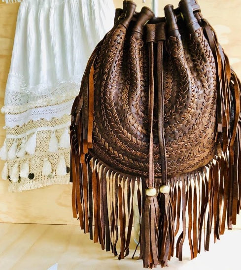 Dreamtime Boho Gypsy Weave Leather Handbag 