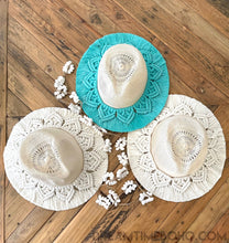 Load image into Gallery viewer, Bohemian Macrame Hat Handmade Macrame Fedora Style Hat Festival Hat-Boho Hat-Dreamtime Boho-Cream-Dreamtime Boho