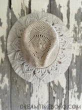 Load image into Gallery viewer, Bohemian Macrame Hat Handmade Macrame Fedora Style Hat Festival Hat-Boho Hat-Dreamtime Boho-Cream-Dreamtime Boho