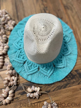 Load image into Gallery viewer, Bohemian Macrame Hat Handmade Macrame Fedora Style Hat Festival Hat-Boho Hat-Dreamtime Boho-Cream-Dreamtime Boho