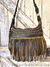 Load image into Gallery viewer, Fringe Leather Crossbody Boho Bag - Brooklyn-Handbags-Dreamtime Boho-Black-Dreamtime Boho