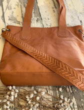 Load image into Gallery viewer, Large Leather Weekender Shoulder Crosssbody Bag-Handbags-Dreamtime Boho-Tan-Dreamtime Boho