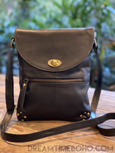 Load image into Gallery viewer, Shari Leather Crossbody Shoulder Bag-Leather Shoulder Bag-Dreamtime Boho-BLACK-Dreamtime Boho