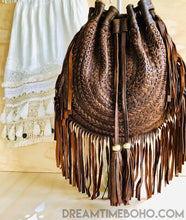 Load image into Gallery viewer, Gypsy Weave Fringe Leather Boho Bag-Handbags, Wallets & Cases-Dreamtime Boho-Antique Brown-Dreamtime Boho