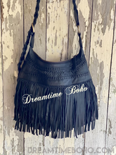 Load image into Gallery viewer, Fringe Leather Crossbody Boho Bag - Brooklyn-Handbags-Dreamtime Boho-Black-Dreamtime Boho