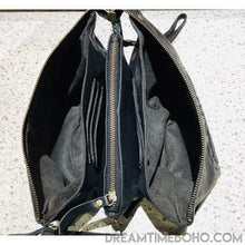 Load image into Gallery viewer, Hand Tooled Dragonfly Leather Croosbody Purse Leather Bag-Clutch/Purse-Dreamtime Boho-26cmx19cm-Black-Dreamtime Boho