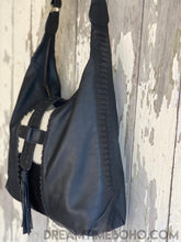 Load image into Gallery viewer, Cassandra Soft Lush Leather Boho Shoulder Bag-Leather Crossbody Bag-Dreamtime Boho-Black/Fur-Dreamtime Boho