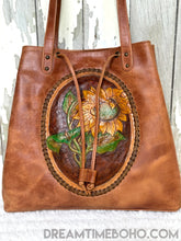 Load image into Gallery viewer, Luxe Handtooled Sunflower Leather Shoulder Tote Bag-Leather Shoulder Bag-Dreamtime Boho-Dreamtime Boho