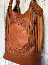 Load image into Gallery viewer, Sunflower Fringe Leather Shoulder Tote Bag