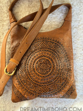 Load image into Gallery viewer, Mandala Hand-Tooled Leather Crossbody Bag-Handbags, Wallets &amp; Cases-Dreamtime Boho -Brown-Dreamtime Boho