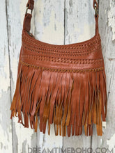 Load image into Gallery viewer, Brooklyn Mini Handcrafted Leather Crossbody Fringe Boho Bag - Tan-Leather Handbag-Dreamtime Boho -Dreamtime Boho