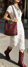 Load image into Gallery viewer, Gypsy Weave Small Leather Crossbody Boho Bag – Burgundy