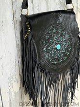 Load image into Gallery viewer, Handcrafted Mandala Leather Fringe Boho Bag-Handbags-Dreamtime Boho-Dreamtime Boho