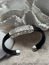 Load image into Gallery viewer, Woven Pathways Cuff – Sterling Silver Rubber Mens Cuff Bracelet-Apparel &amp; Accessories-Dreamtime Boho -Dreamtime Boho