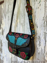 Load image into Gallery viewer, Angel Wings &amp; Roses Hand Painted Leather Crossbody Bag &amp; Wallet Set-Handbags, Wallets &amp; Cases-Dreamtime Boho -Dreamtime Boho