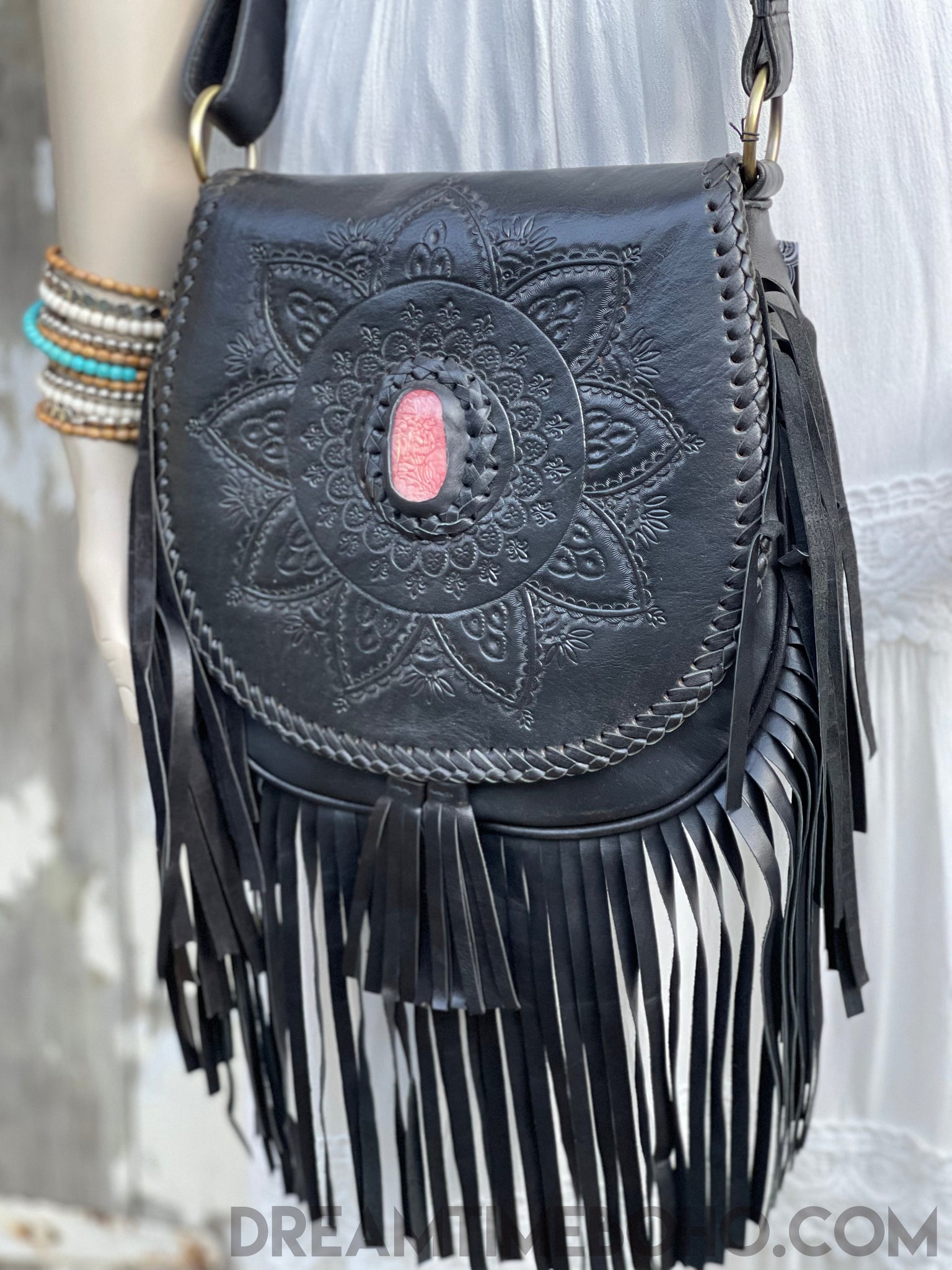 Buy Bohemian Purse Leather Fringe Carved Crossbody, Tooled Purse, Festival  Bag Online in India - Etsy