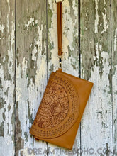 Load image into Gallery viewer, Tooled Leather Boho Wallet Purse Clutch-Leather Wallet-Dreamtime Boho-Black-Dreamtime Boho