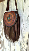Load image into Gallery viewer, Leather Fringe Boho Bag – Mandala Magic Crossbody