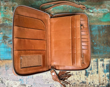 Load image into Gallery viewer, Hand Tooled Genuine Leather Wallet with Wristlet – Boho Style-Handbags, Wallets &amp; Cases-Dreamtime Boho -Dreamtime Boho