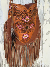 Load image into Gallery viewer, Goddess Hand Tooled Fringe Leather Boho Bag-Fringed Bag-Dreamtime Boho-Dreamtime Boho