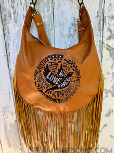 Good Vibes Leather Crossbody Boho Bag-Apparel & Accessories-Dreamtime Boho -Dreamtime Boho