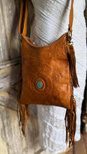 Load image into Gallery viewer, Mandala Feather Cross Body Leather Boho Bag