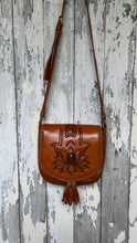 Load image into Gallery viewer, Hamsa Hand Leather Crossbody Boho Handbag