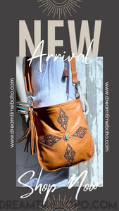 Handmade Crossbody Leather Boho Bag - Kasey-Crossbody Bag-Dreamtime Boho-Brown-Dreamtime Boho