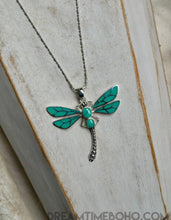 Load image into Gallery viewer, Sterling Silver Dragonfly Pendant Necklace –Turquoise Inlay-jewellery-Dreamtime Boho -Dreamtime Boho