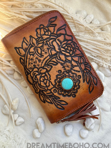 Rustic Moon Hand Tooled Leather Wallet Purse-Apparel & Accessories-Dreamtime Boho -Dreamtime Boho