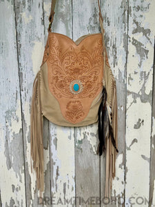 Fringe Crossbody Leather Boho Bag Goddess-Crossbody Bag-Dreamtime Boho-Natural-Dreamtime Boho