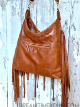 Load image into Gallery viewer, Tan Leather Boho Fringe Crossbody Bag – Handcrafted Bohemian Style-Handbags, Wallets &amp; Cases-Dreamtime Boho -Dreamtime Boho