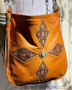 Handmade Crossbody Leather Boho Bag - Kasey-Crossbody Bag-Dreamtime Boho-Brown-Dreamtime Boho