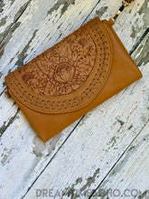 Load image into Gallery viewer, Tooled Leather Boho Wallet Purse Clutch-Leather Wallet-Dreamtime Boho-Black-Dreamtime Boho